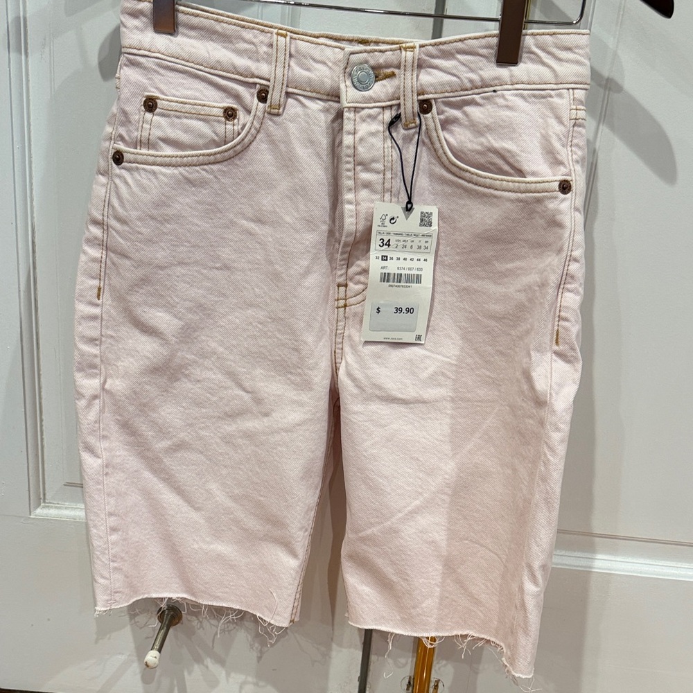 Zara Light Pink Jean Shorts